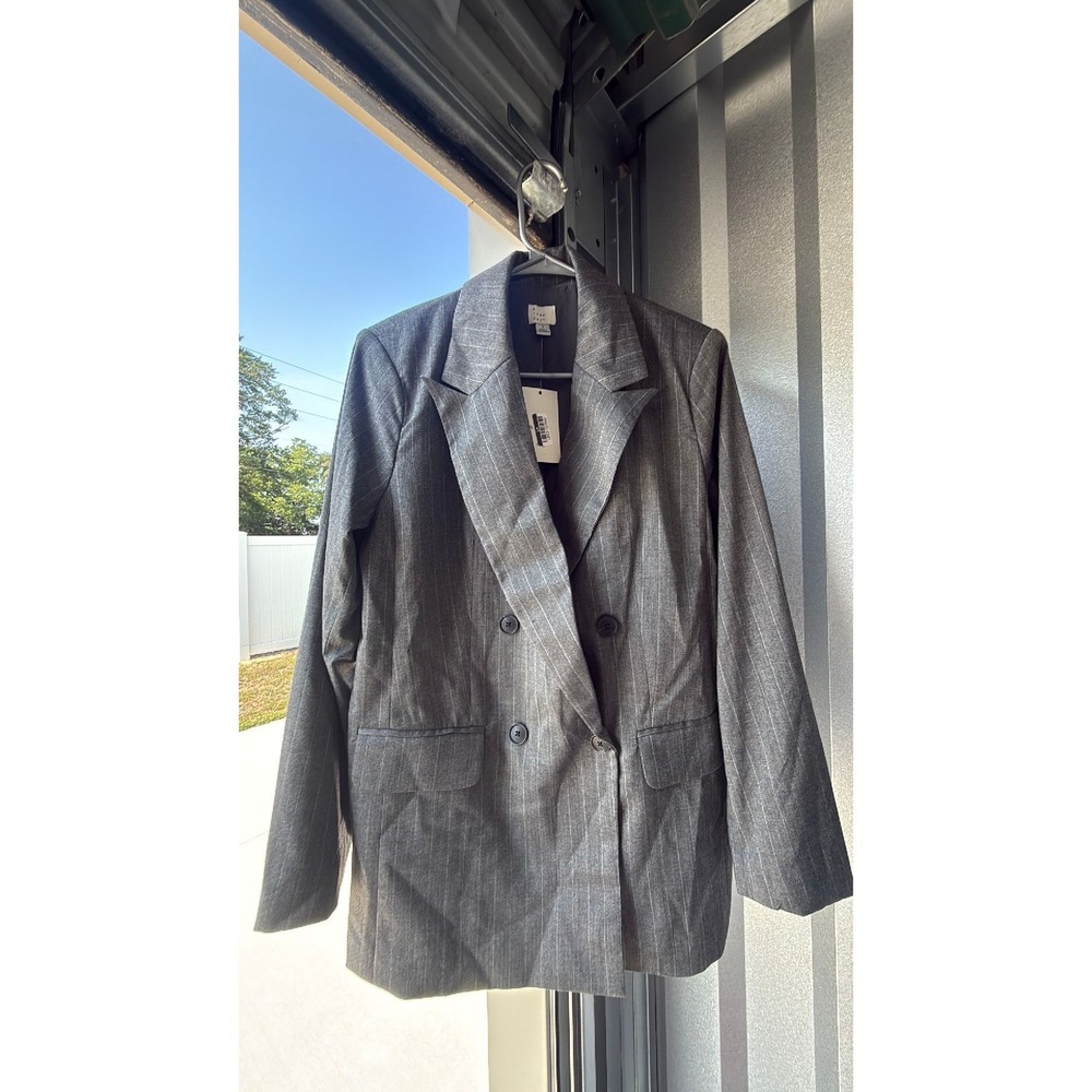 Women's Double Breasted Blazer  a New Day™ Gray Pinstripe S